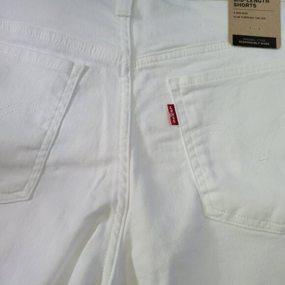 Levi's White Shorts Women's 34 Mid-Length Mid Rise 5 Pocket Cuffed Hem NWT - Picture 7 of 7